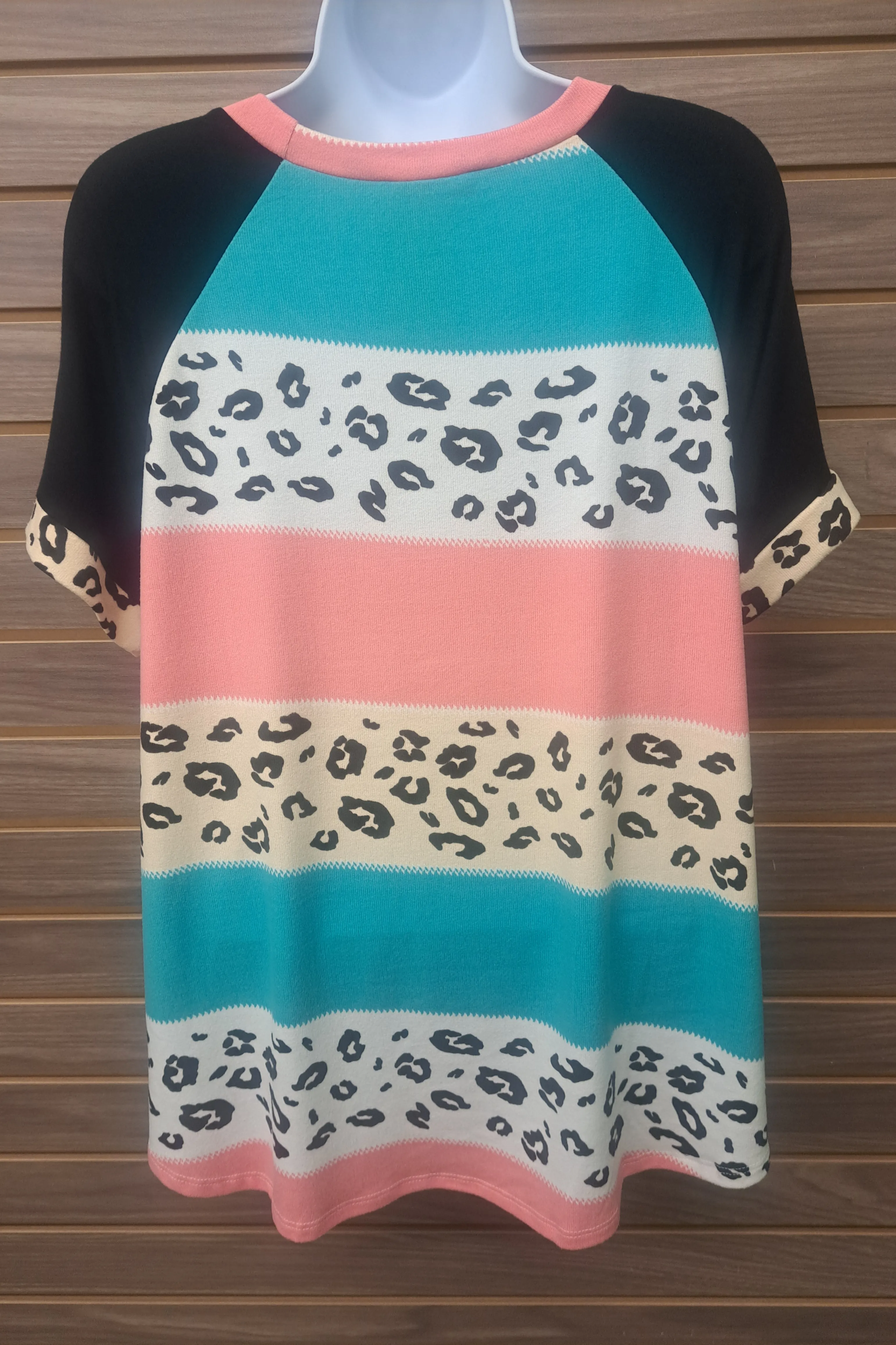 Leopard multi color flowy short sleeve