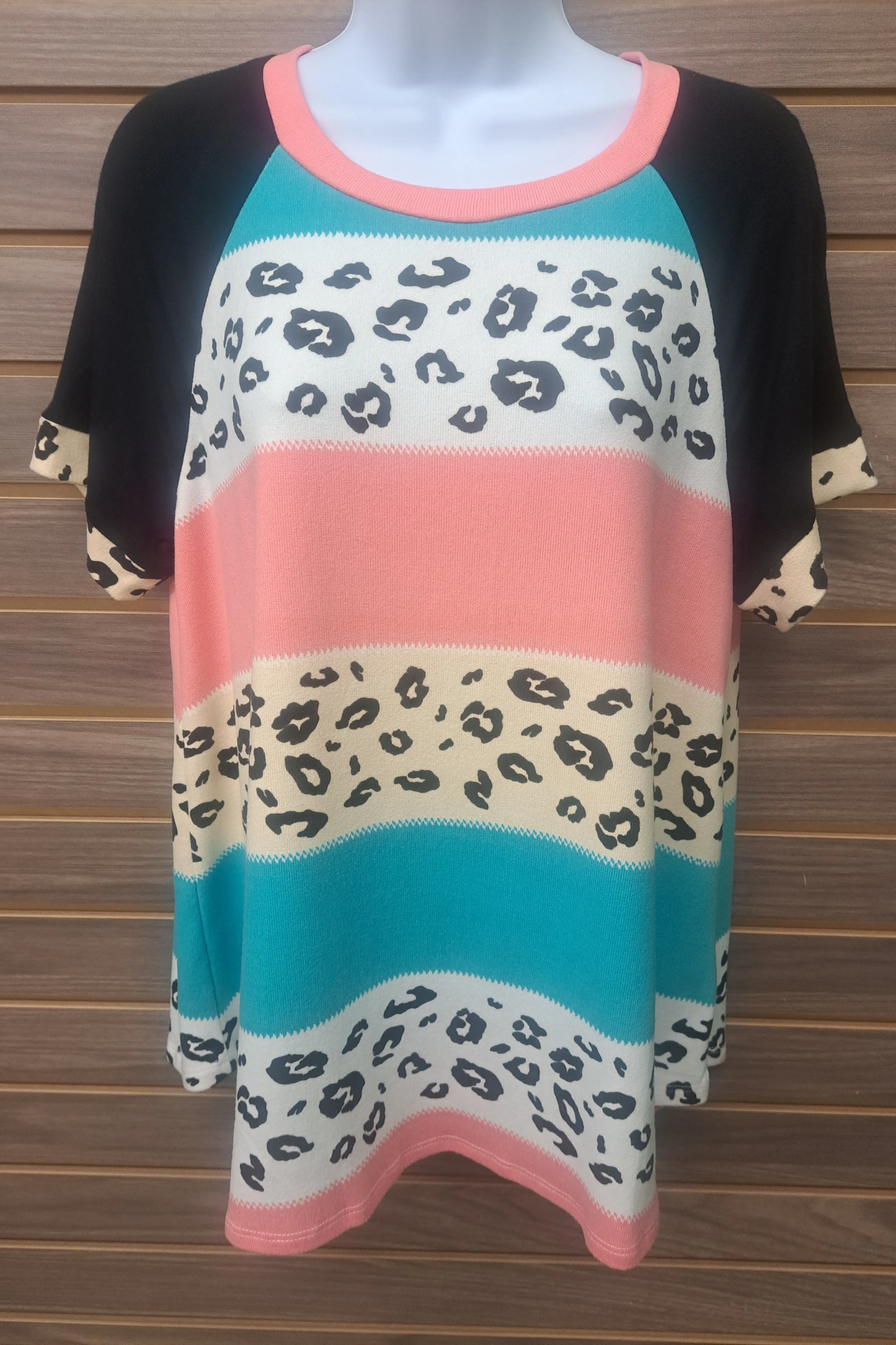 Leopard multi color flowy short sleeve