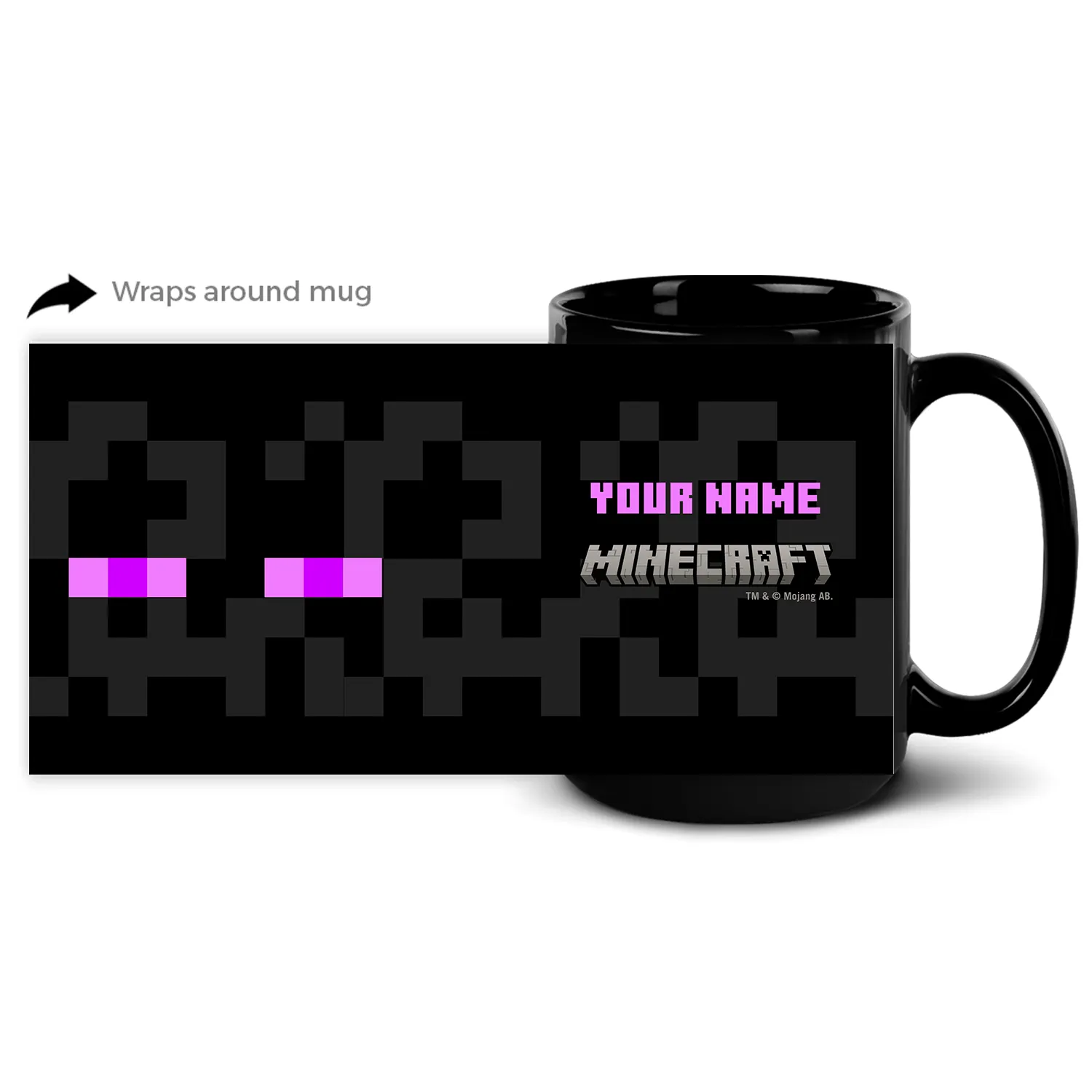 Minecraft Enderman Big Face Personalized Black Mug