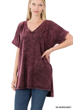 Mineral Wash Short Sleeve V-Neck