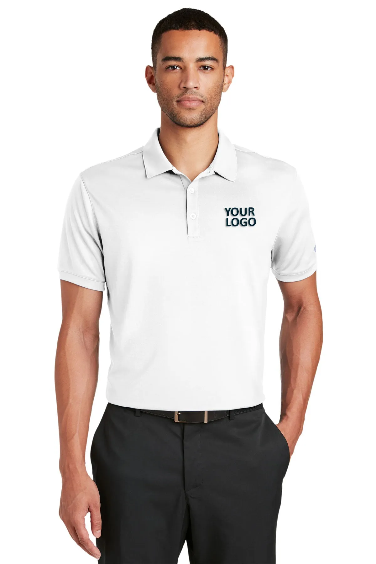 Nike Dri-FIT Players Modern Fit Custom Polos, White