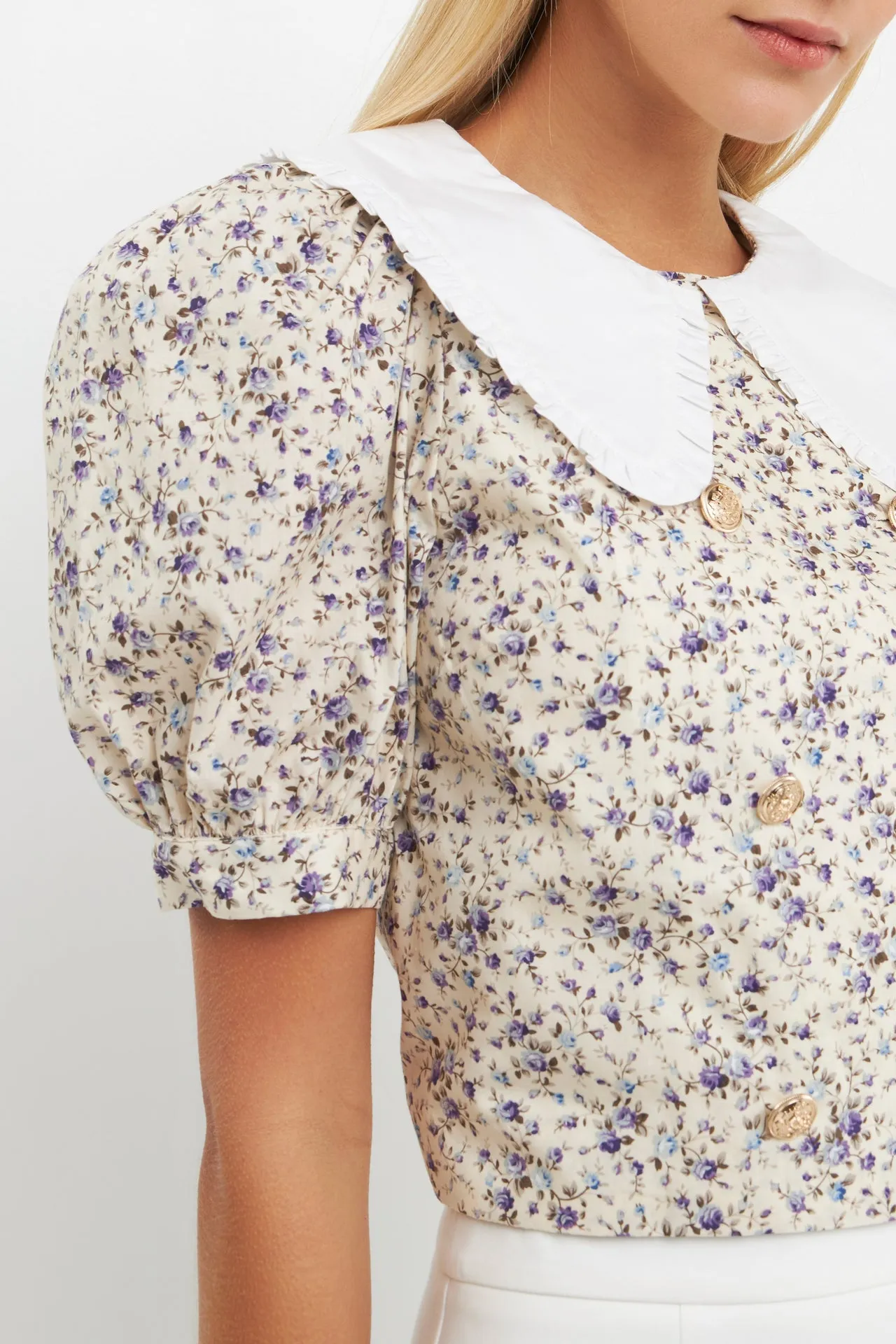 Oversized Collar Floral Top