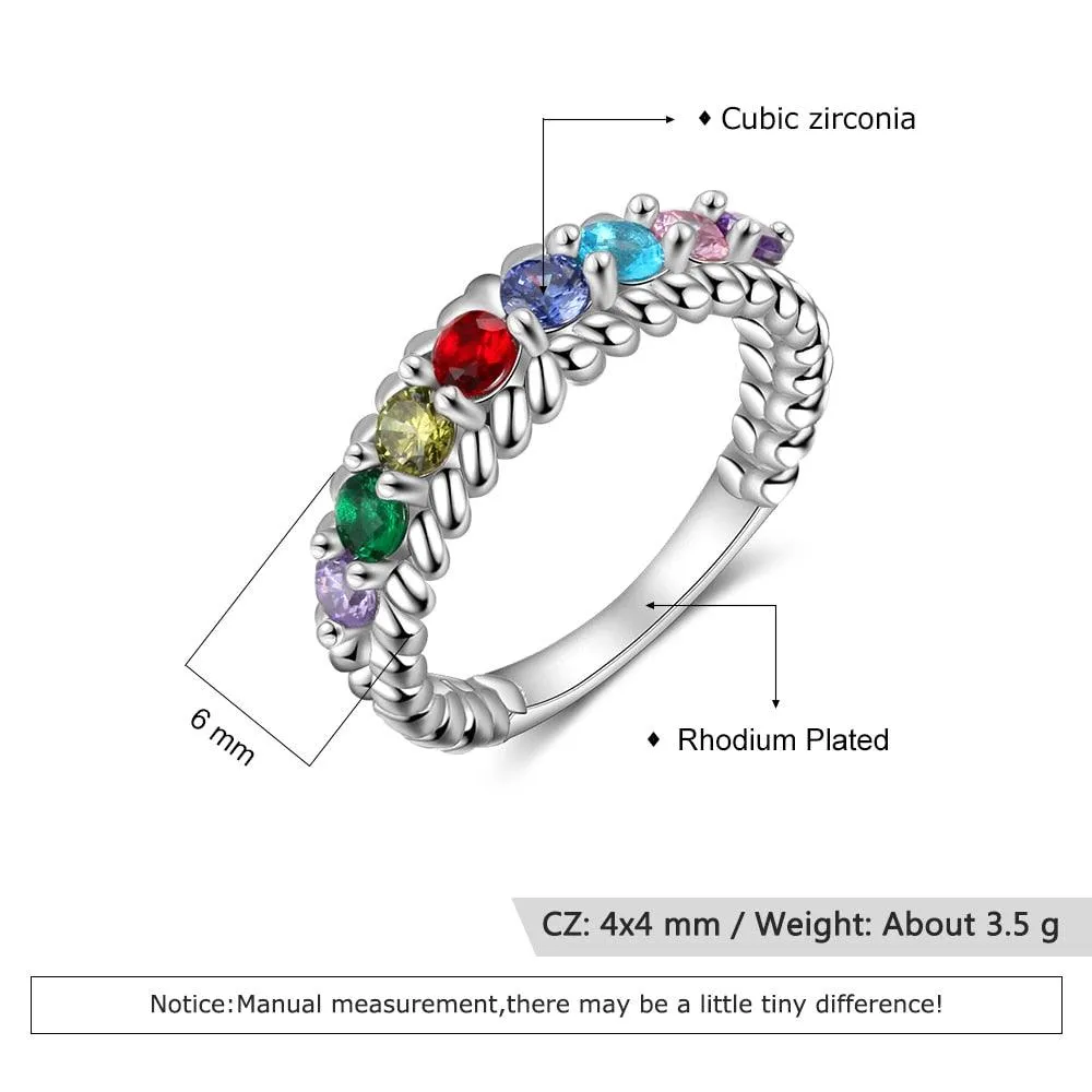 Personalized Rings for Women - Eight Custom Birthstones - Family Gift - Fashion Jewelry