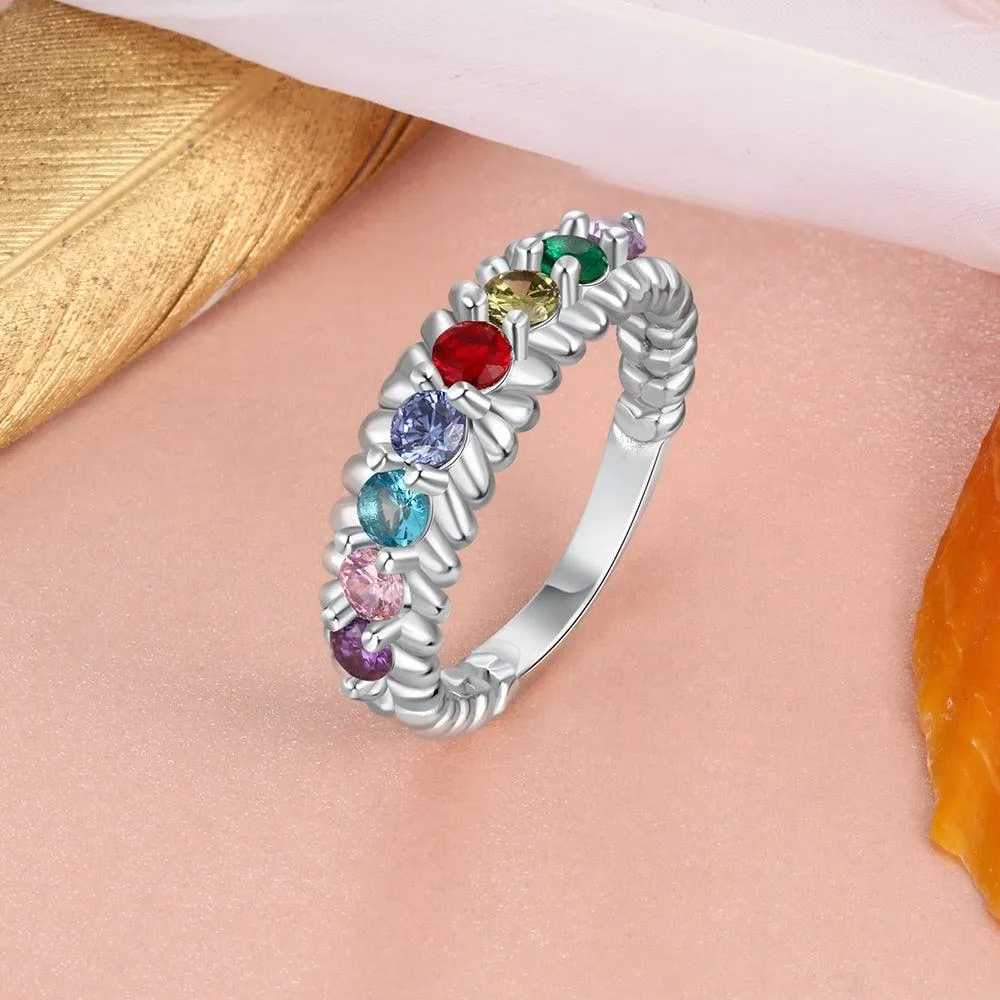 Personalized Rings for Women - Eight Custom Birthstones - Family Gift - Fashion Jewelry