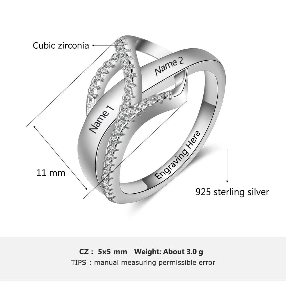 Personalized Silver Rings - Surround Heart Shape Ring - Fashion Jewelry - Customized Family Gift