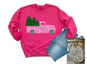 Pink Christmas Truck (Glitter Look)