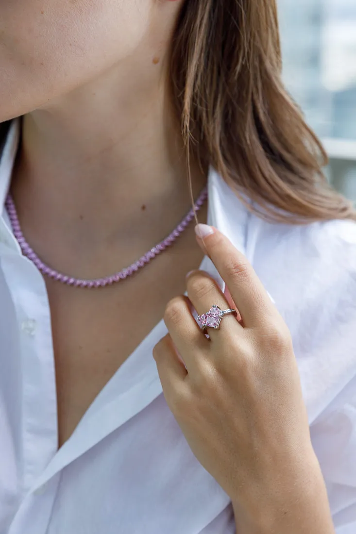 PINK CRYSTAL HEART RING