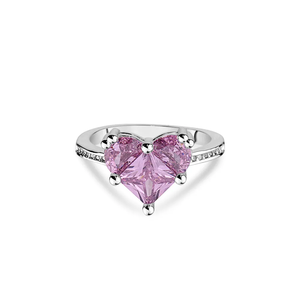 PINK CRYSTAL HEART RING