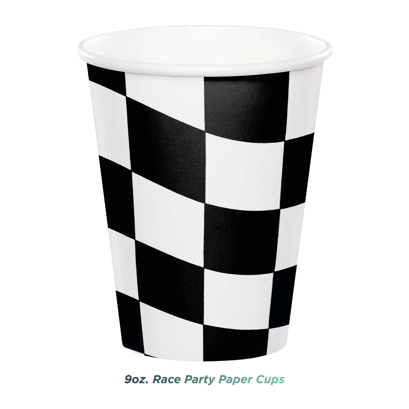 Race Party Supplies - Checkered Flag Racecar Dessert Plates, Napkins, Cups, and Table Runner Set (Serves 16)