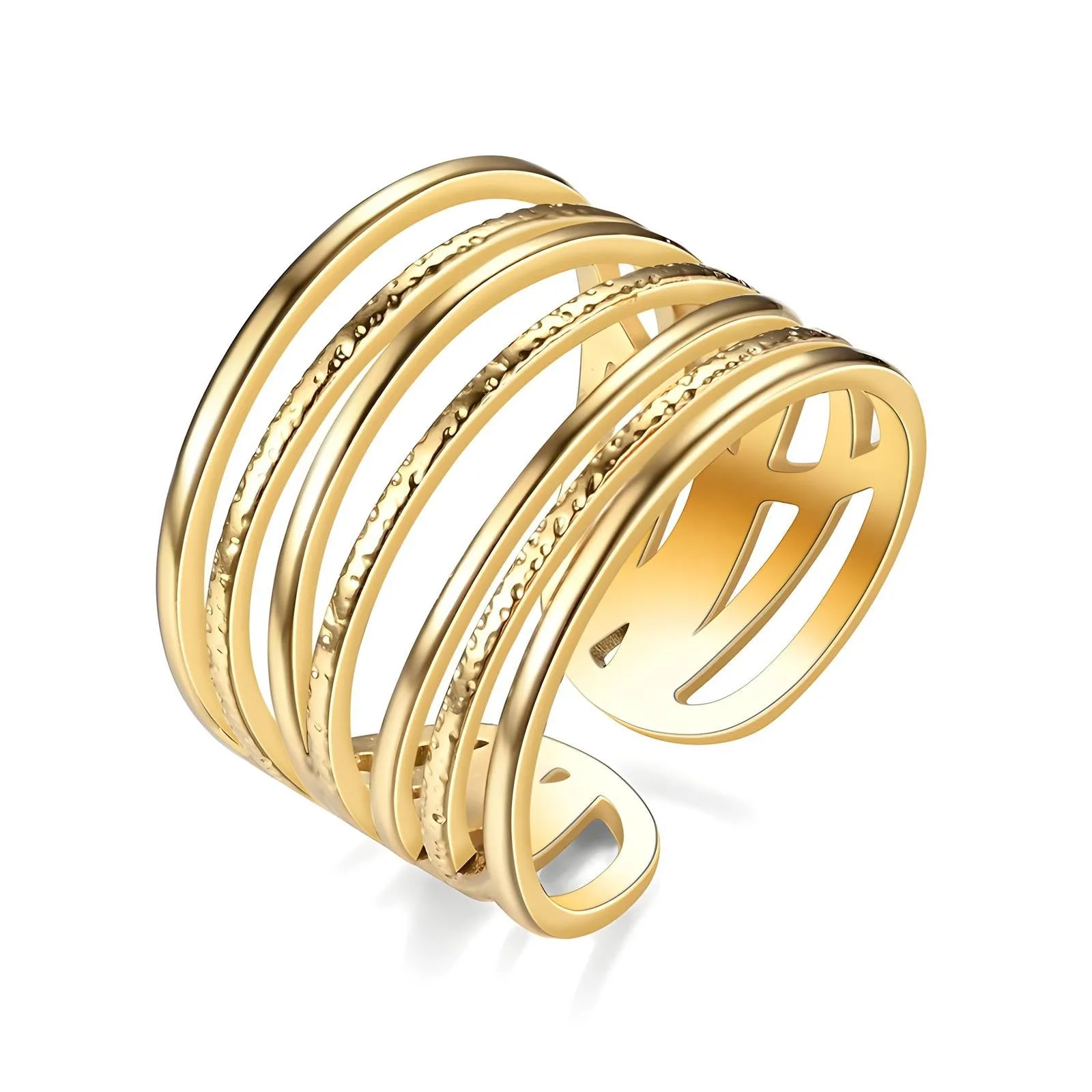 Reriti Intensity 18K gold plated Cuff Bangle Finger Ring