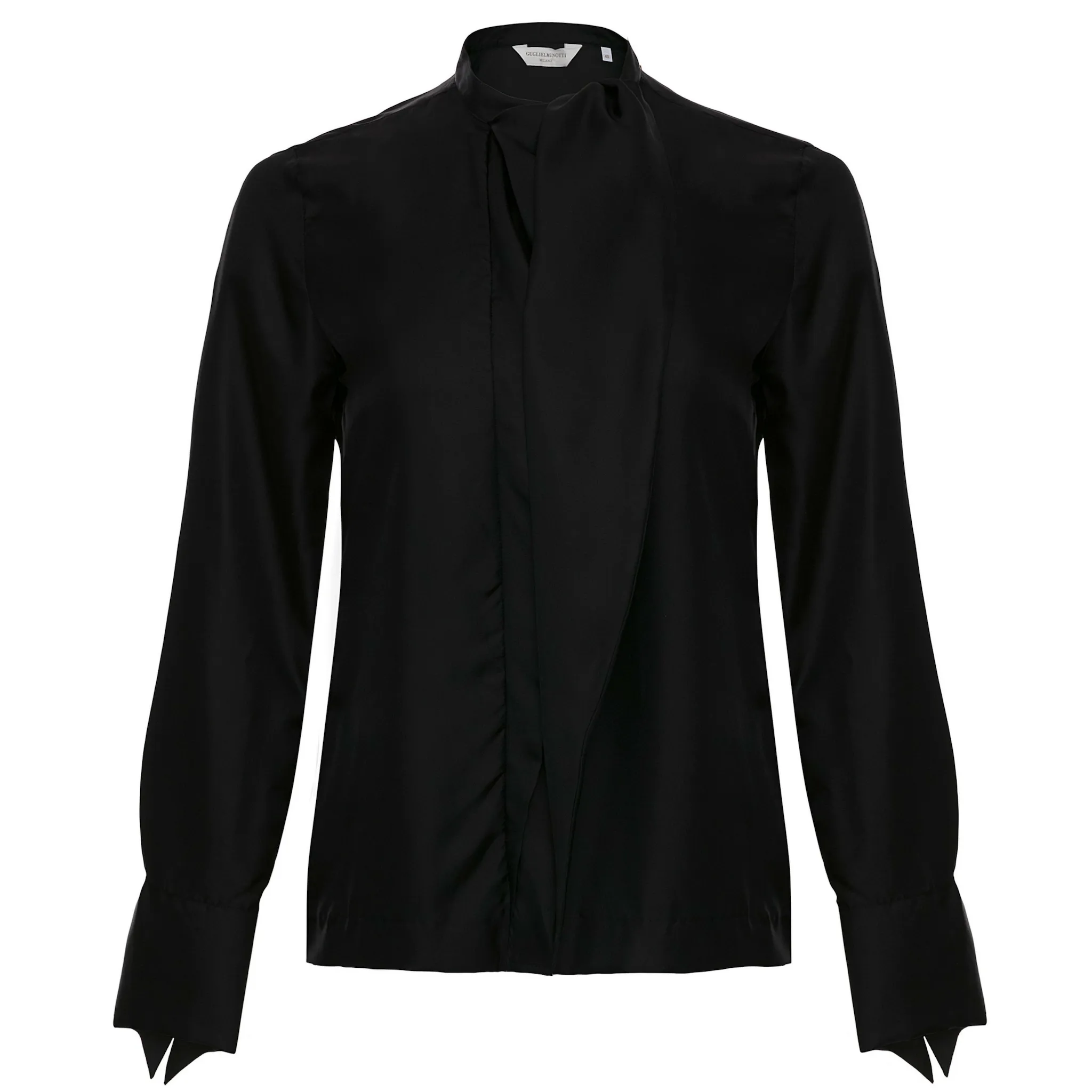 Silk Self Tie Blouse-Black