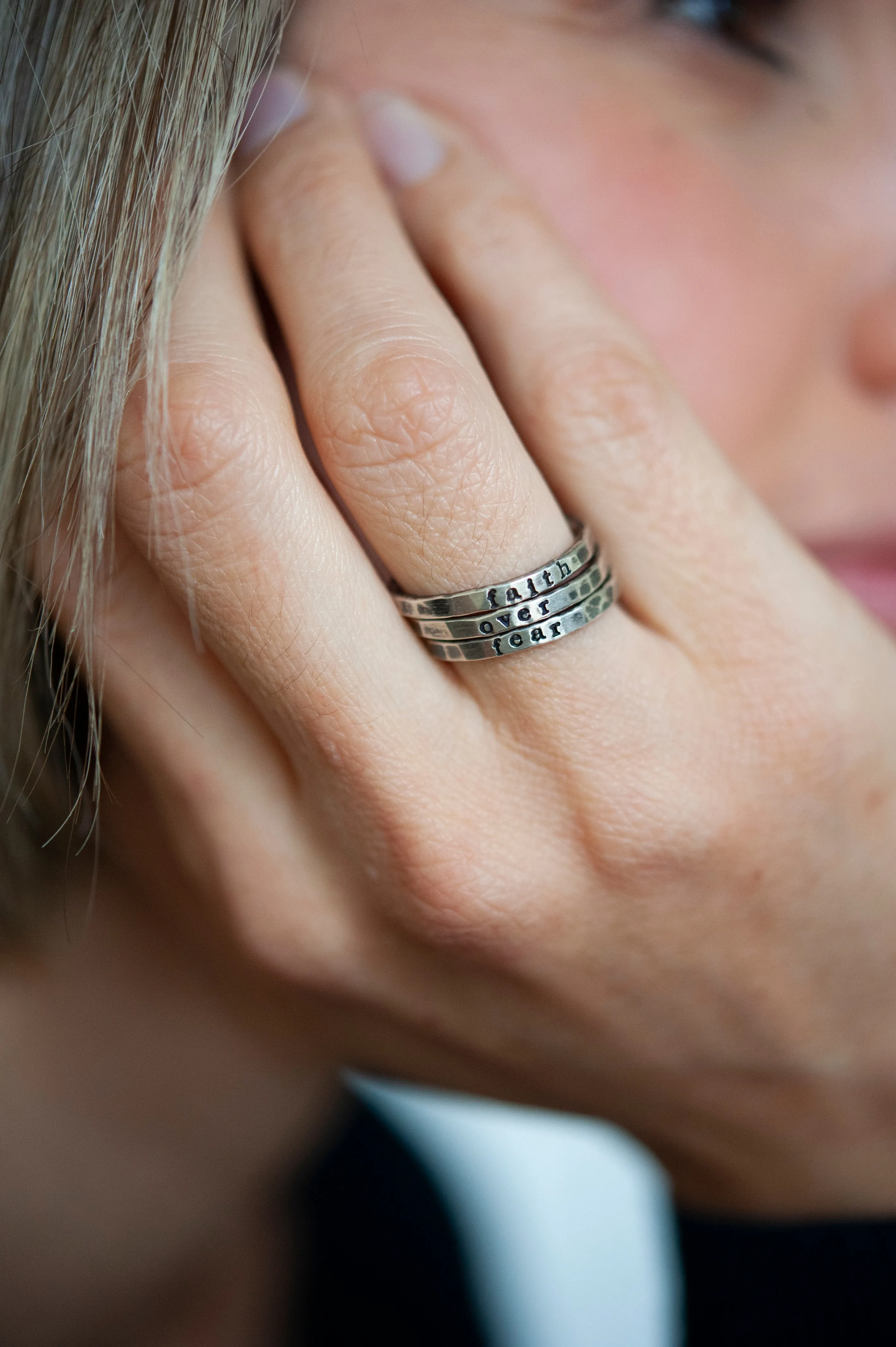 Silver Stamped Stacking Rings