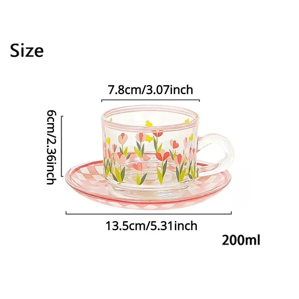 SINOTAO  -  1 Set Creative Coffee Cup Plate Set Korean Cups Hand-Painted Plant Flower Coffee Mug Home Kitchen Drinkware Espresso Cups Gifts