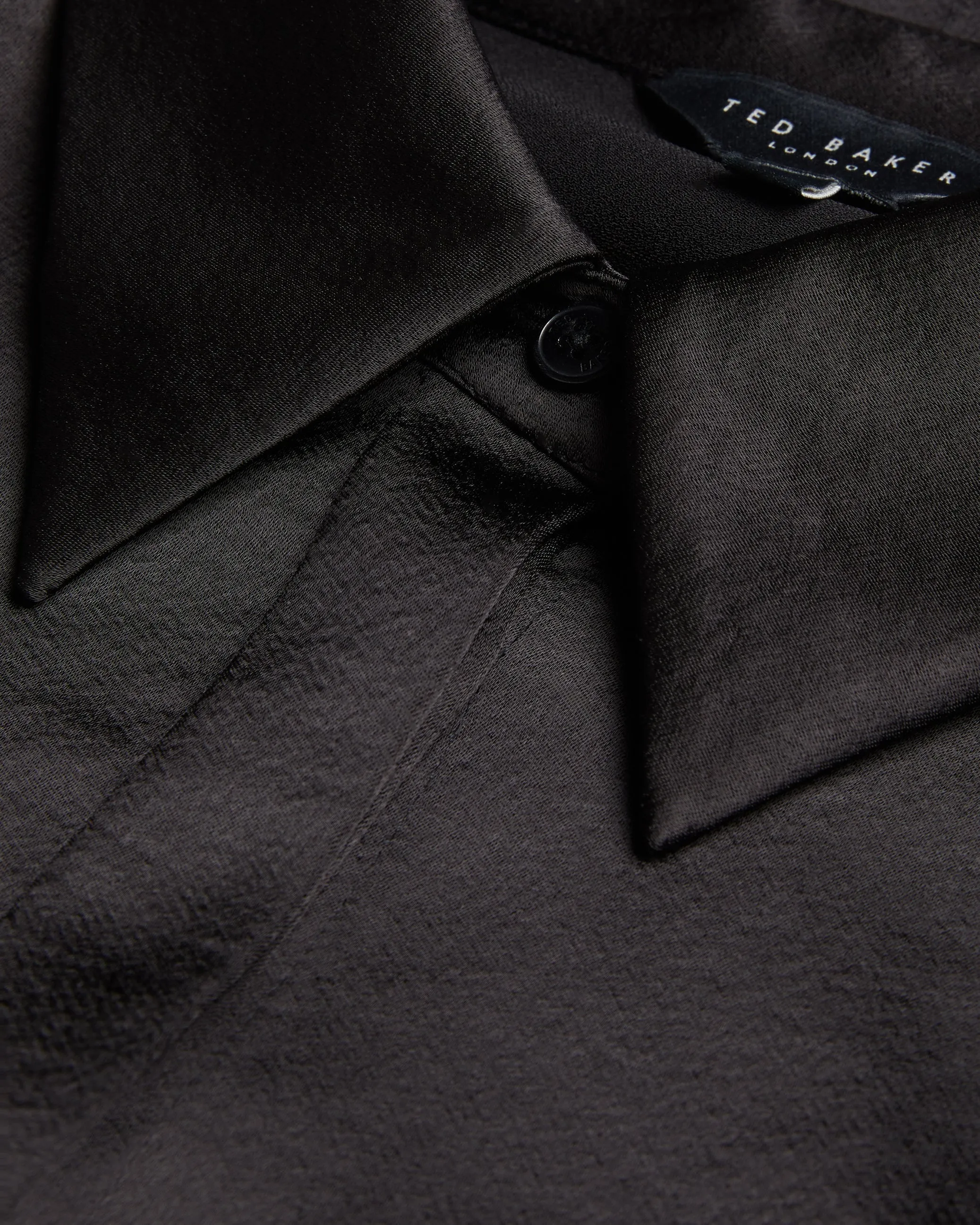 Sonora Long Line Satin Shirt Black