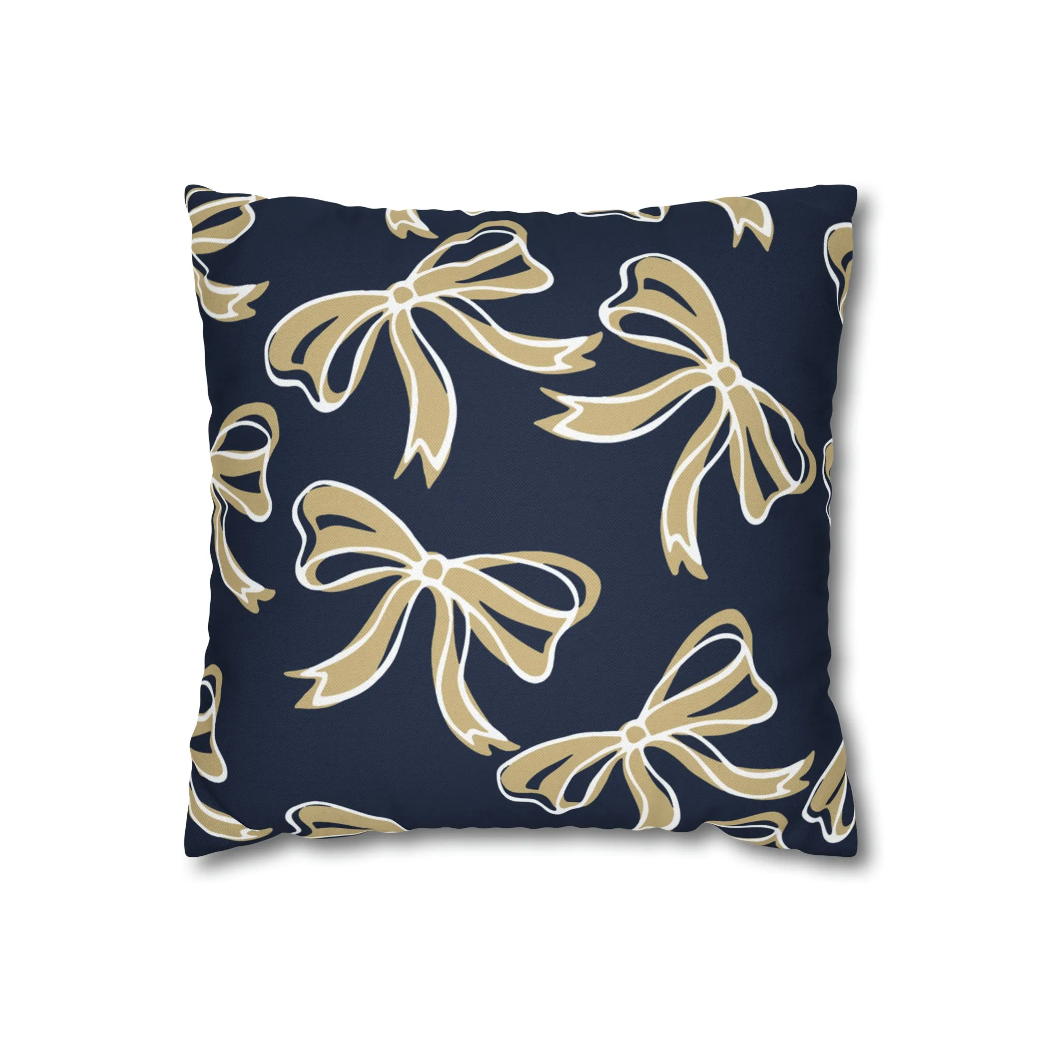 Trendy Bow College Pillow Cover - Dorm Pillow, Graduation Gift, Bed Party Gift, Acceptance Gift, College Gift, GW University, Navy & Gold