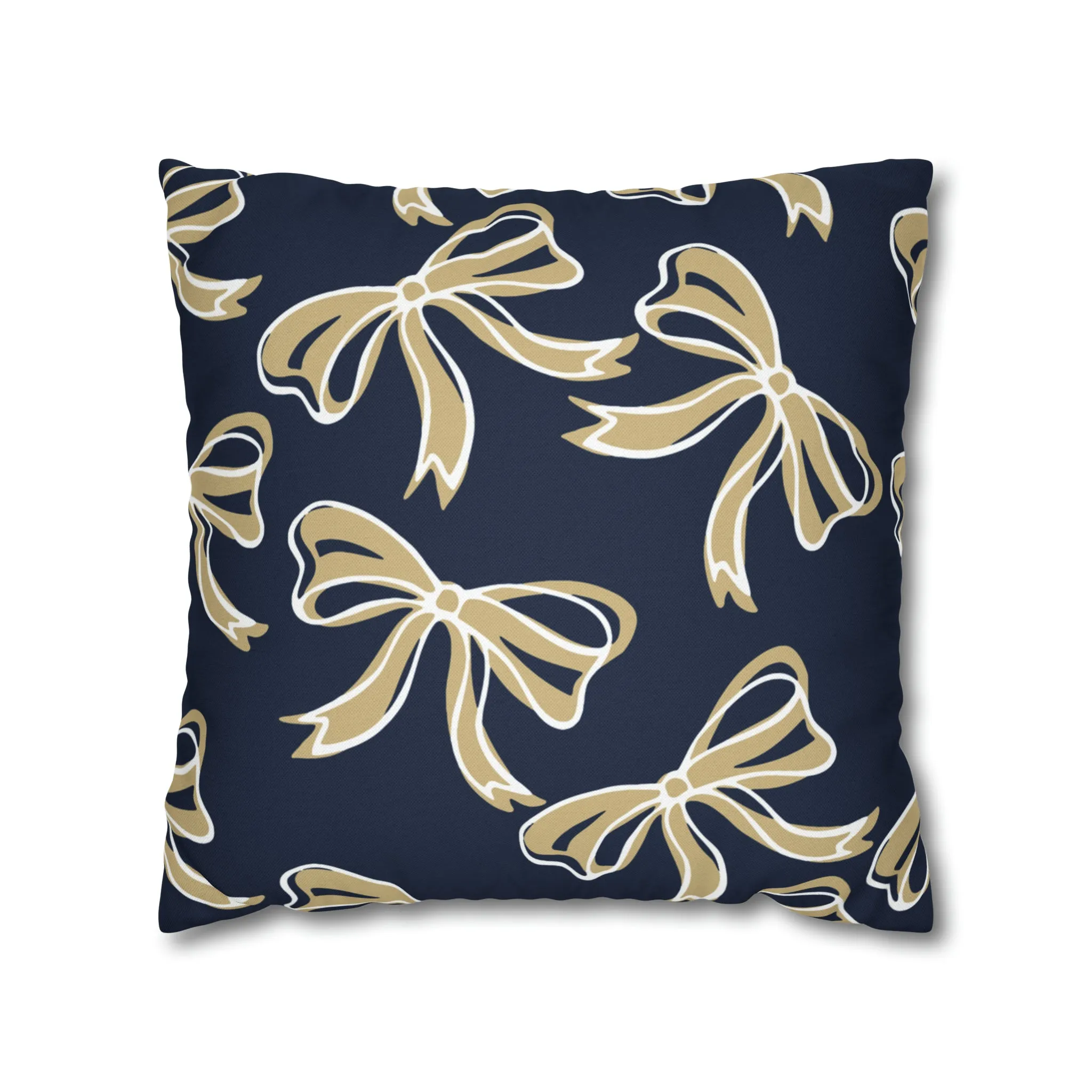 Trendy Bow College Pillow Cover - Dorm Pillow, Graduation Gift, Bed Party Gift, Acceptance Gift, College Gift, GW University, Navy & Gold