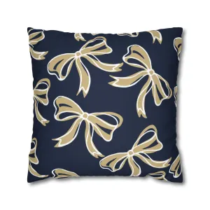 Trendy Bow College Pillow Cover - Dorm Pillow, Graduation Gift, Bed Party Gift, Acceptance Gift, College Gift, GW University, Navy & Gold