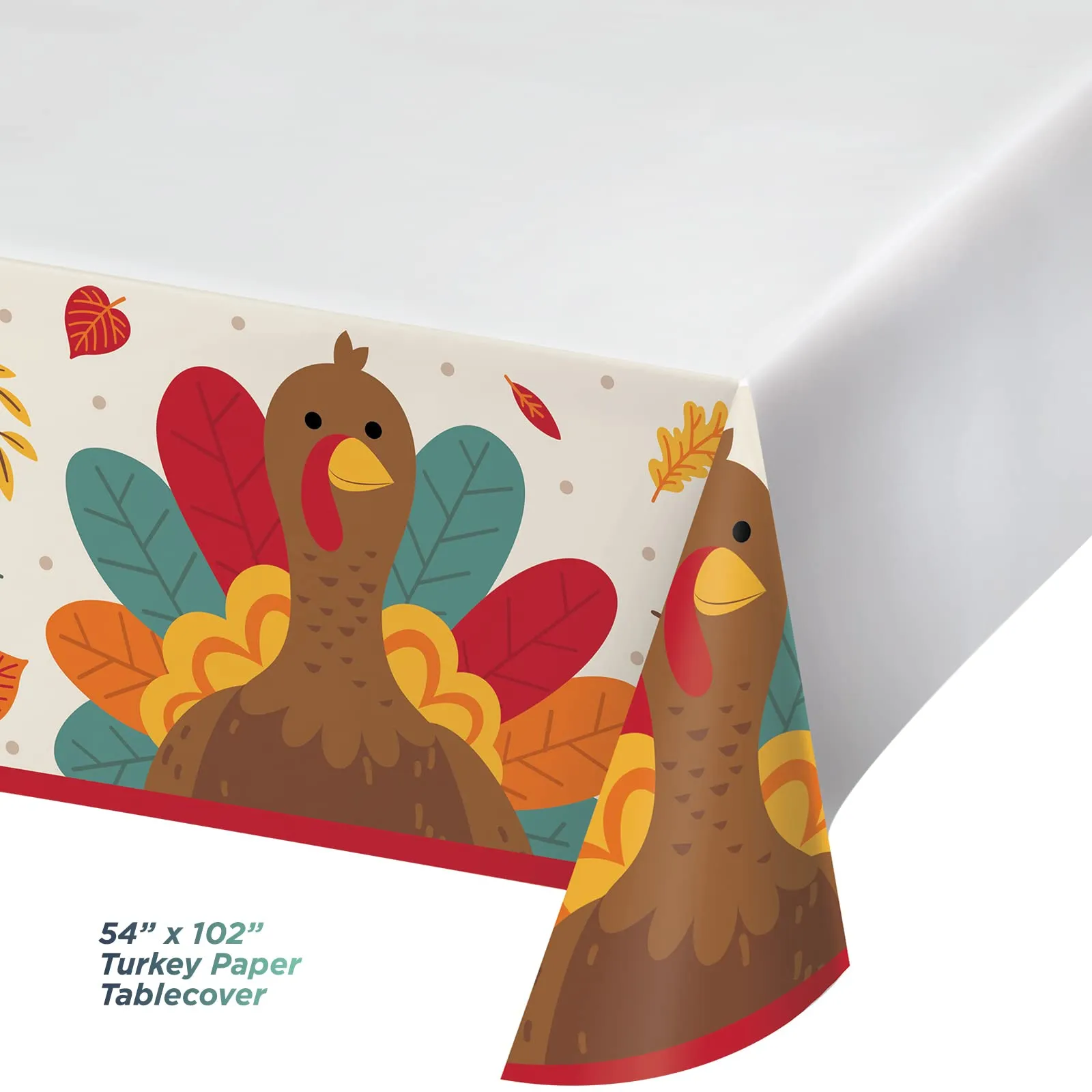 Thanksgiving Turkey Tom Party Supplies Set - Paper Dessert Plates, Napkins, Cups, Forks, & Table Cover for 16 Guests