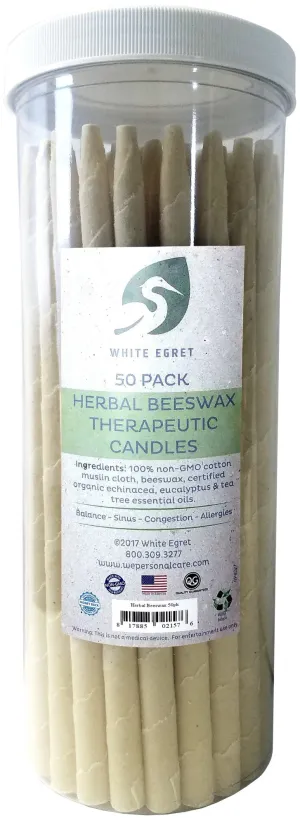 White Egret INC Herbal Beeswax Candle Container w/50 1/2 inch 50 Pack