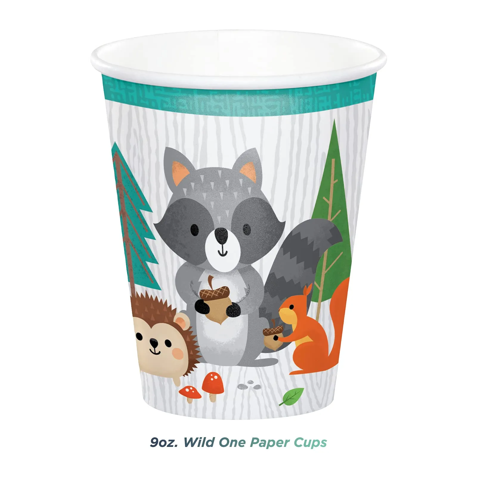 Wild One Birthday Dessert Party Pack - Paper Plates, Napkins, Cups, Table Cover, and Hanging Cutouts Set (Serves 16)