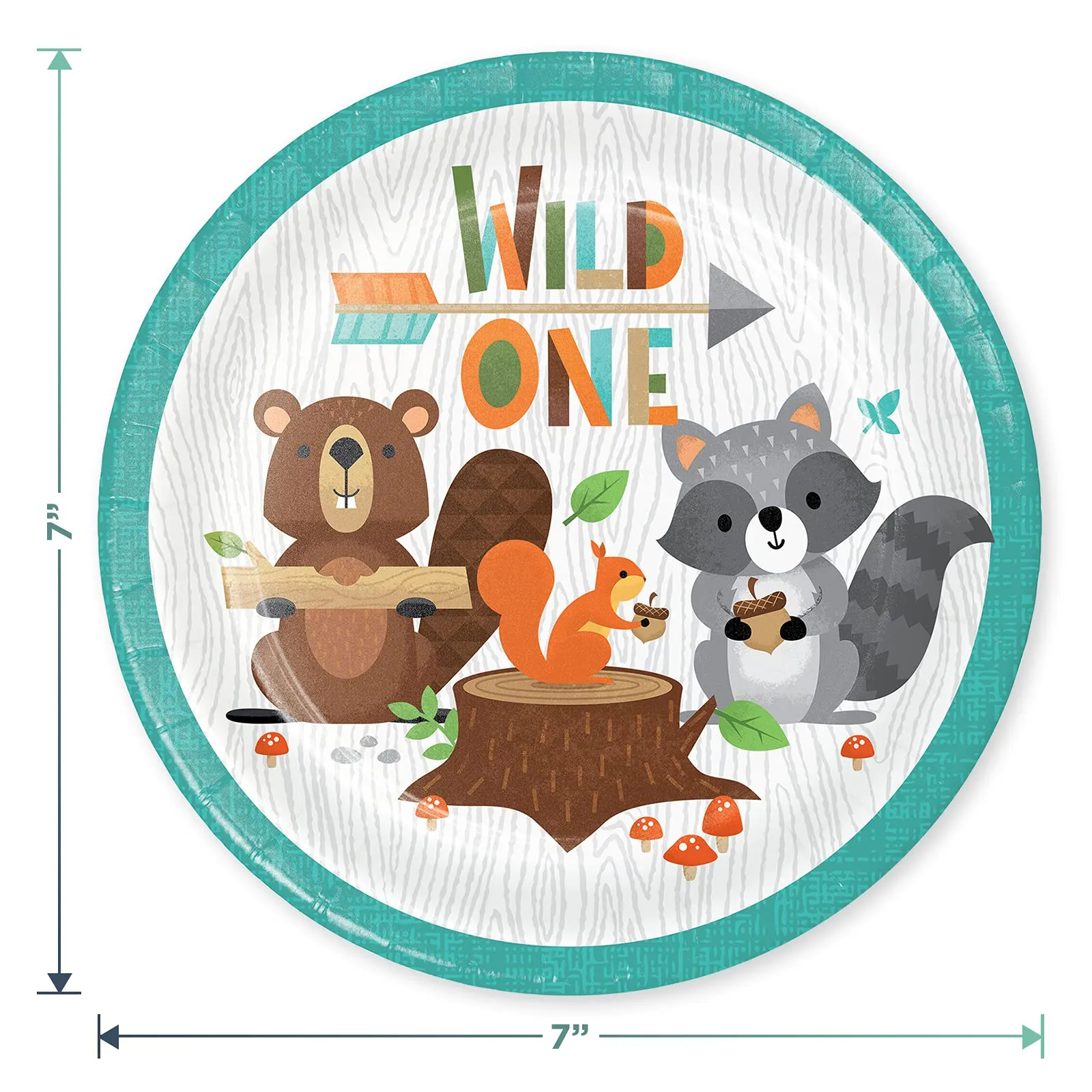 Wild One Birthday Dessert Party Pack - Paper Plates, Napkins, Cups, Table Cover, and Hanging Cutouts Set (Serves 16)