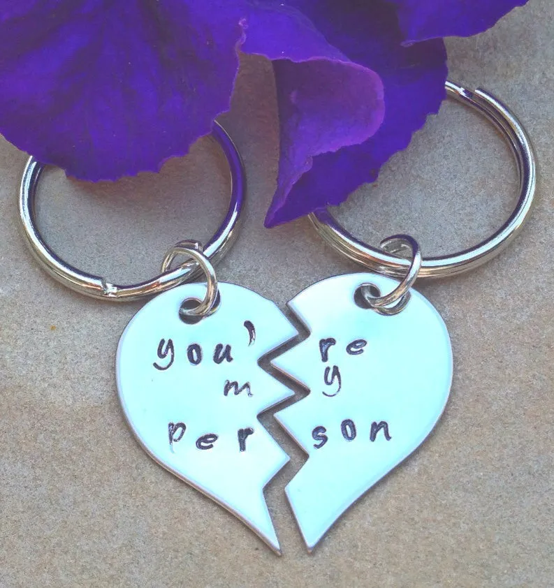 you're my person, you're my person keychain, maid of honor gift, bridesmaid gift, personalized key chains, couple keychain